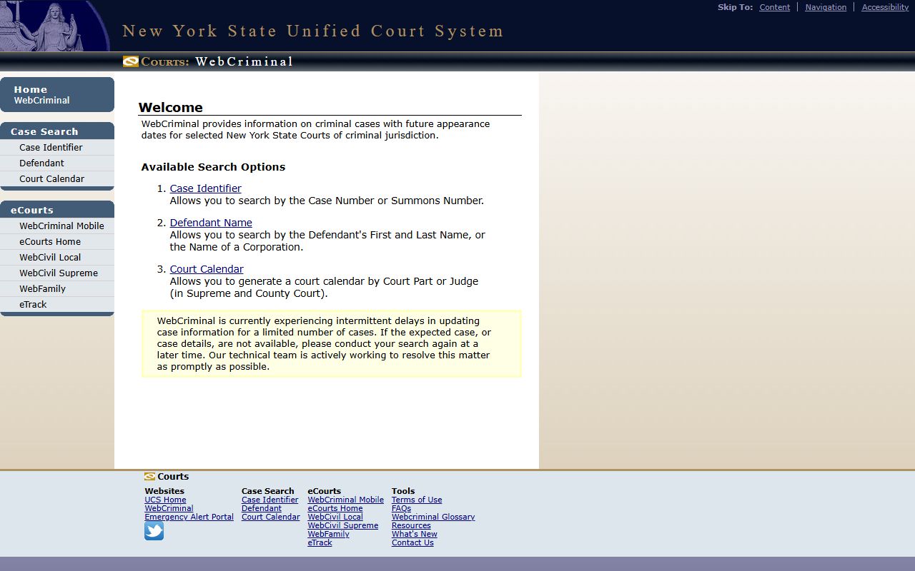 Schuyler County court records after arrest WebCriminal search portal
