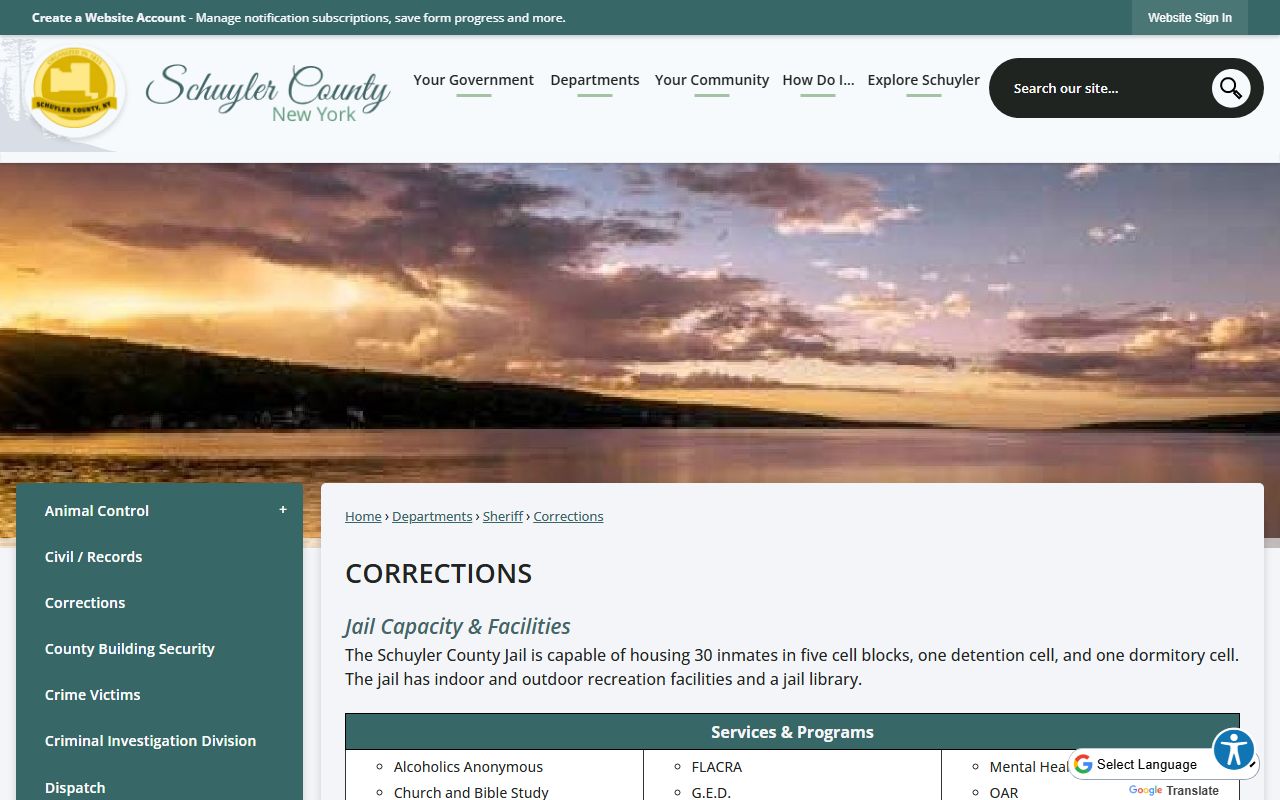 Schuyler County inmate population corrections page for Schuyler County Jail